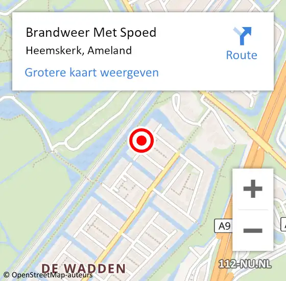 Locatie op kaart van de 112 melding: Brandweer Met Spoed Naar Heemskerk, Ameland op 4 mei 2024 17:24