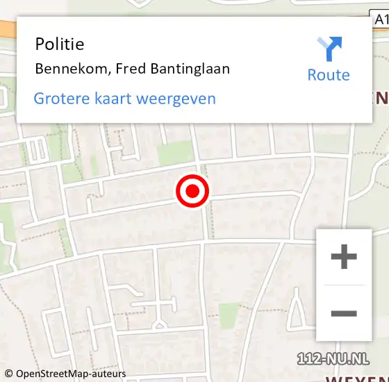 Locatie op kaart van de 112 melding: Politie Bennekom, Fred Bantinglaan op 4 mei 2024 17:29