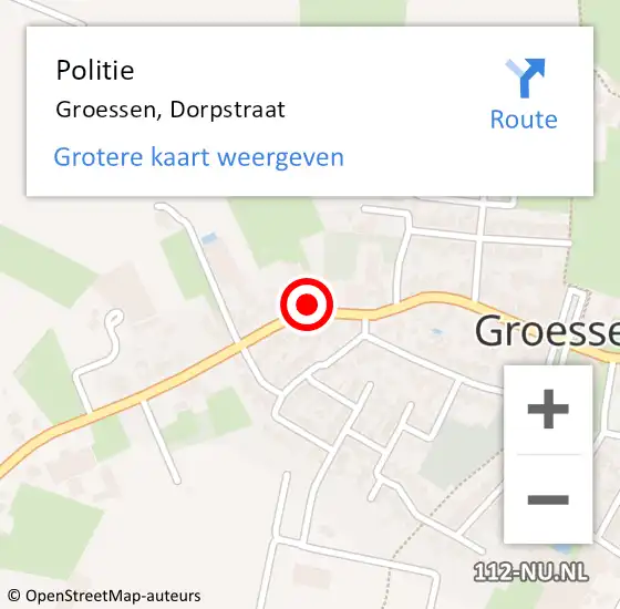 Locatie op kaart van de 112 melding: Politie Groessen, Dorpstraat op 4 mei 2024 17:41