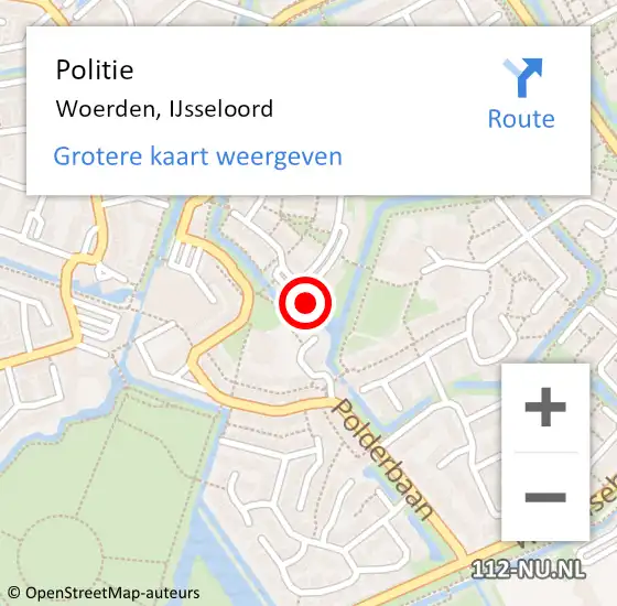 Locatie op kaart van de 112 melding: Politie Woerden, IJsseloord op 4 mei 2024 17:51