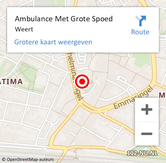 Locatie op kaart van de 112 melding: Ambulance Met Grote Spoed Naar Weert op 4 mei 2024 17:52