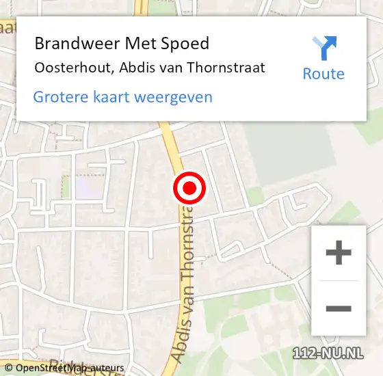 Locatie op kaart van de 112 melding: Brandweer Met Spoed Naar Oosterhout, Abdis van Thornstraat op 4 mei 2024 17:53
