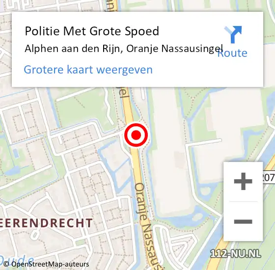 Locatie op kaart van de 112 melding: Politie Met Grote Spoed Naar Alphen aan den Rijn, Oranje Nassausingel op 4 mei 2024 17:59