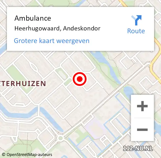 Locatie op kaart van de 112 melding: Ambulance Heerhugowaard, Andeskondor op 4 mei 2024 18:02