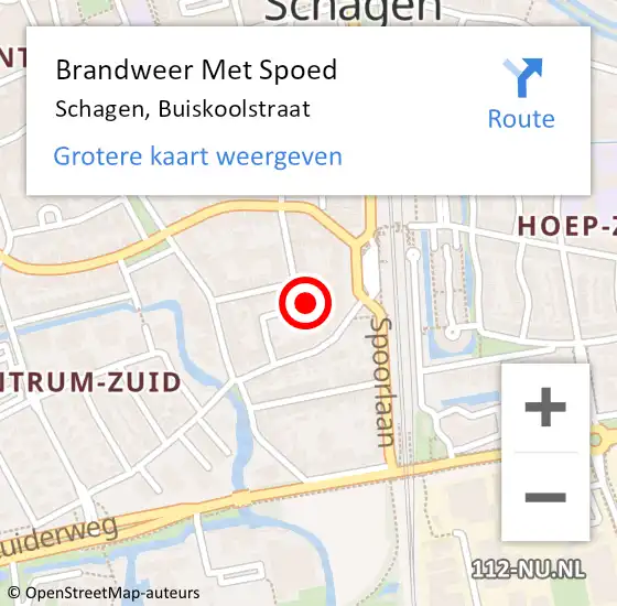 Locatie op kaart van de 112 melding: Brandweer Met Spoed Naar Schagen, Buiskoolstraat op 4 mei 2024 18:19