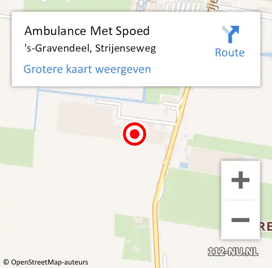 Locatie op kaart van de 112 melding: Ambulance Met Spoed Naar 's-Gravendeel, Strijenseweg op 4 mei 2024 18:22