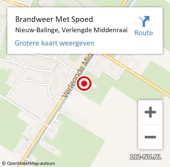 Locatie op kaart van de 112 melding: Brandweer Met Spoed Naar Nieuw-Balinge, Verlengde Middenraai op 4 mei 2024 18:23