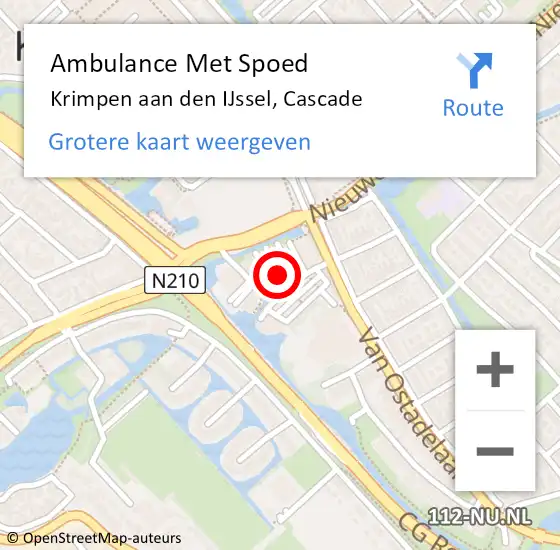 Locatie op kaart van de 112 melding: Ambulance Met Spoed Naar Krimpen aan den IJssel, Cascade op 4 mei 2024 18:26