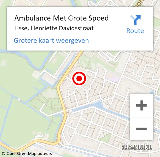 Locatie op kaart van de 112 melding: Ambulance Met Grote Spoed Naar Lisse, Henriette Davidsstraat op 4 mei 2024 18:35