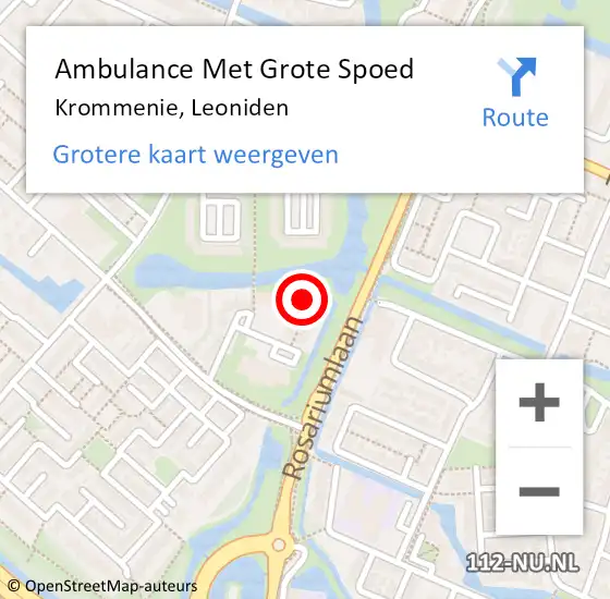 Locatie op kaart van de 112 melding: Ambulance Met Grote Spoed Naar Krommenie, Leoniden op 4 mei 2024 18:37