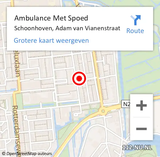 Locatie op kaart van de 112 melding: Ambulance Met Spoed Naar Schoonhoven, Adam van Vianenstraat op 4 mei 2024 18:40