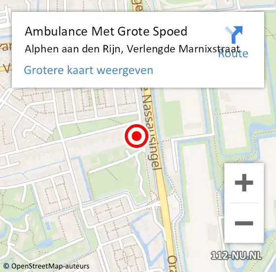 Locatie op kaart van de 112 melding: Ambulance Met Grote Spoed Naar Alphen aan den Rijn, Verlengde Marnixstraat op 4 mei 2024 18:47