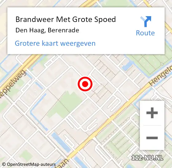Locatie op kaart van de 112 melding: Brandweer Met Grote Spoed Naar Den Haag, Berenrade op 4 mei 2024 19:04