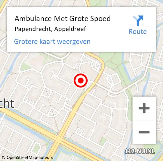 Locatie op kaart van de 112 melding: Ambulance Met Grote Spoed Naar Papendrecht, Appeldreef op 4 mei 2024 19:05