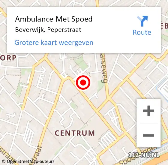 Locatie op kaart van de 112 melding: Ambulance Met Spoed Naar Beverwijk, Peperstraat op 4 mei 2024 19:59