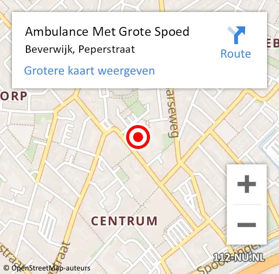 Locatie op kaart van de 112 melding: Ambulance Met Grote Spoed Naar Beverwijk, Peperstraat op 4 mei 2024 20:03