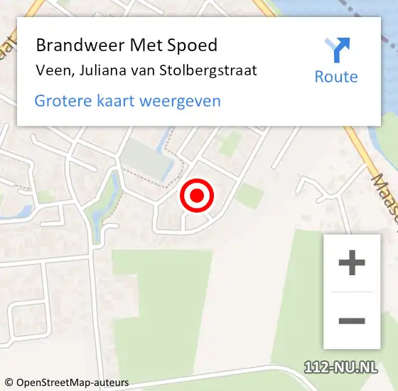 Locatie op kaart van de 112 melding: Brandweer Met Spoed Naar Veen, Juliana van Stolbergstraat op 4 mei 2024 20:49