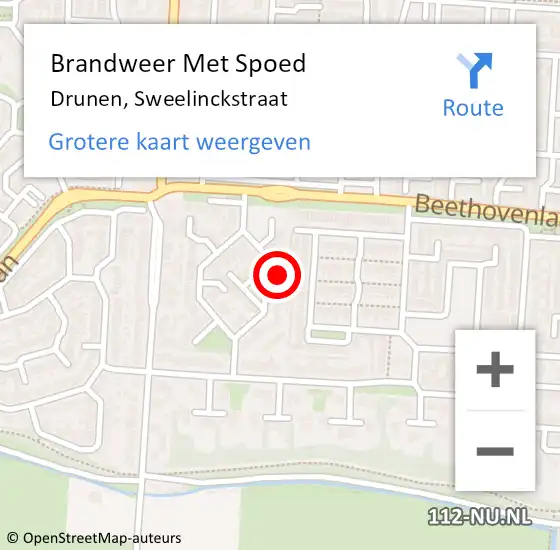 Locatie op kaart van de 112 melding: Brandweer Met Spoed Naar Drunen, Sweelinckstraat op 4 mei 2024 20:54