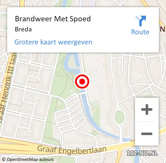 Locatie op kaart van de 112 melding: Brandweer Met Spoed Naar Breda op 4 mei 2024 20:58