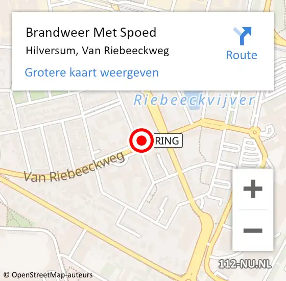 Locatie op kaart van de 112 melding: Brandweer Met Spoed Naar Hilversum, Van Riebeeckweg op 4 mei 2024 20:59