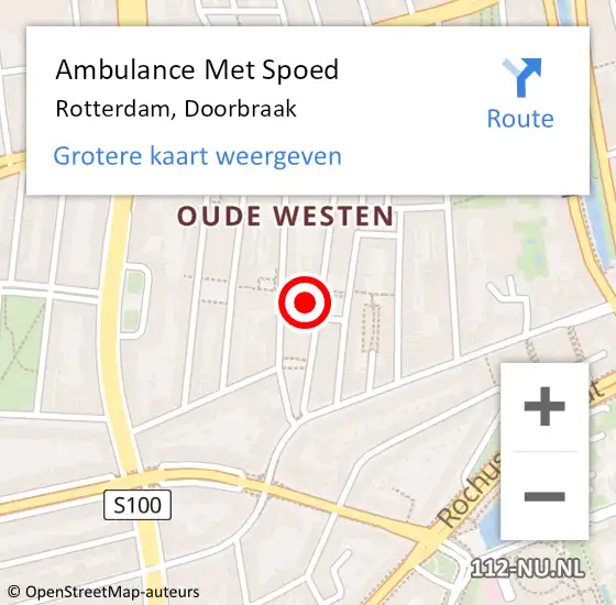 Locatie op kaart van de 112 melding: Ambulance Met Spoed Naar Rotterdam, Doorbraak op 4 mei 2024 21:00