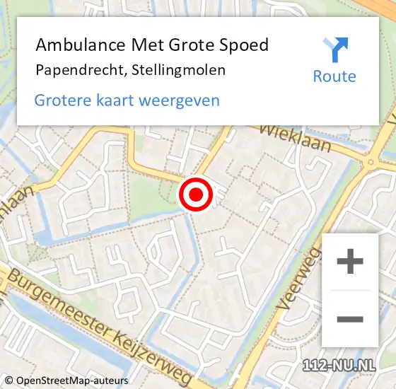 Locatie op kaart van de 112 melding: Ambulance Met Grote Spoed Naar Papendrecht, Stellingmolen op 4 mei 2024 21:02