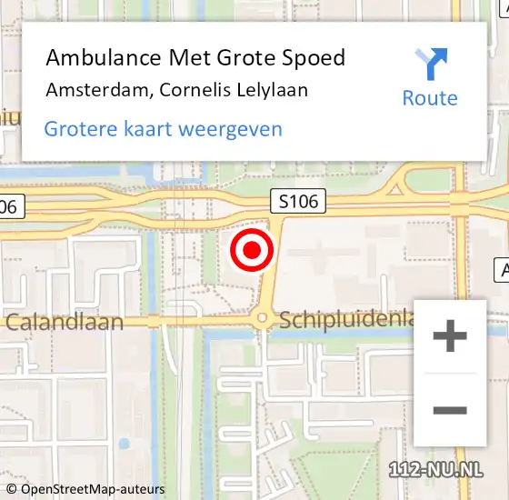 Locatie op kaart van de 112 melding: Ambulance Met Grote Spoed Naar Amsterdam, Cornelis Lelylaan op 4 mei 2024 21:09