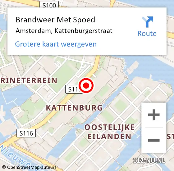 Locatie op kaart van de 112 melding: Brandweer Met Spoed Naar Amsterdam, Kattenburgerstraat op 4 mei 2024 21:24