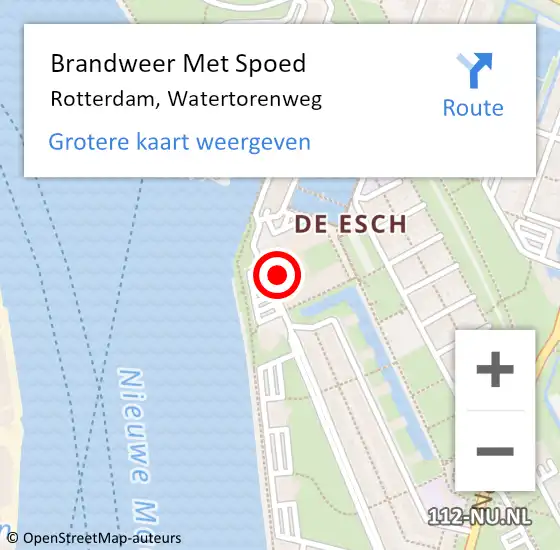 Locatie op kaart van de 112 melding: Brandweer Met Spoed Naar Rotterdam, Watertorenweg op 4 mei 2024 21:31