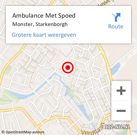 Locatie op kaart van de 112 melding: Ambulance Met Spoed Naar Monster, Starkenborgh op 4 mei 2024 21:45