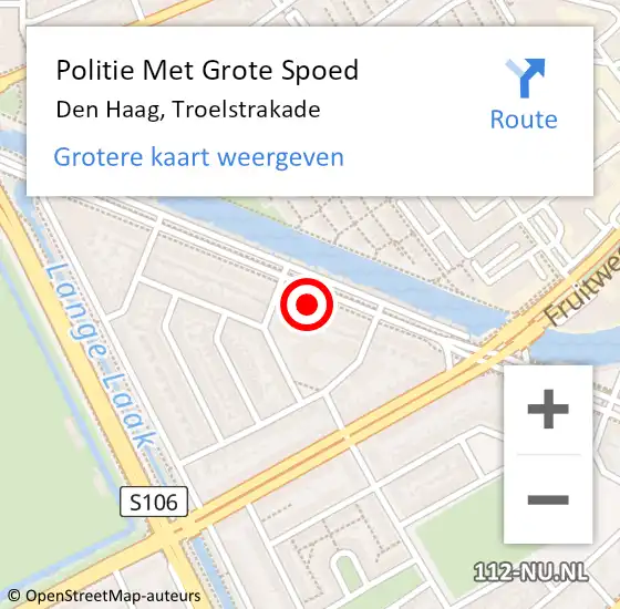 Locatie op kaart van de 112 melding: Politie Met Grote Spoed Naar Den Haag, Troelstrakade op 4 mei 2024 21:50