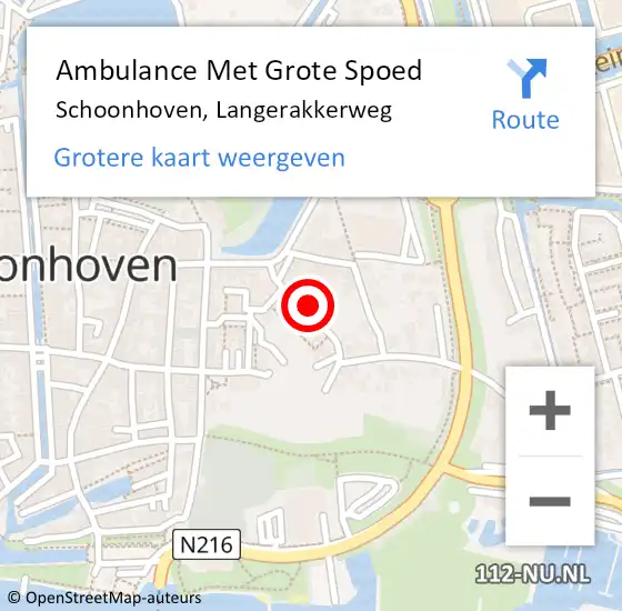 Locatie op kaart van de 112 melding: Ambulance Met Grote Spoed Naar Schoonhoven, Langerakkerweg op 4 mei 2024 22:03