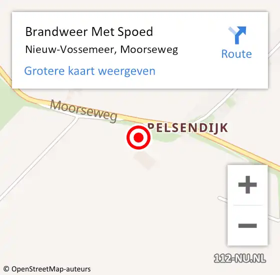 Locatie op kaart van de 112 melding: Brandweer Met Spoed Naar Nieuw-Vossemeer, Moorseweg op 4 mei 2024 22:06