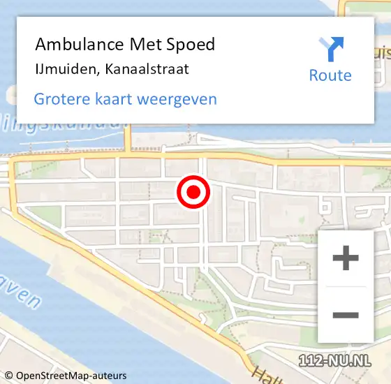 Locatie op kaart van de 112 melding: Ambulance Met Spoed Naar IJmuiden, Kanaalstraat op 4 mei 2024 23:01