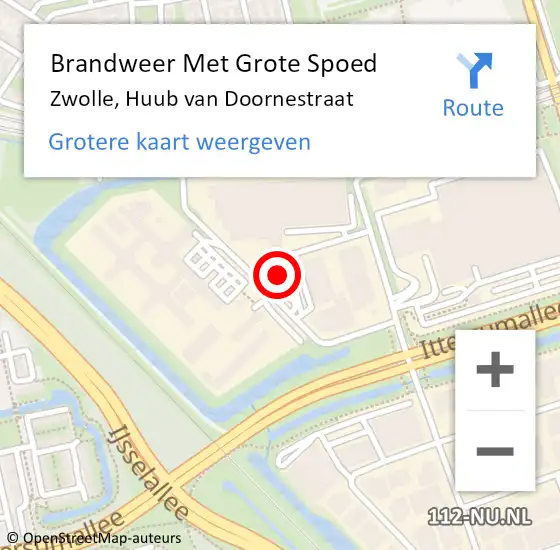 Locatie op kaart van de 112 melding: Brandweer Met Grote Spoed Naar Zwolle, Huub van Doornestraat op 4 mei 2024 23:07