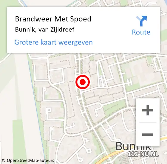 Locatie op kaart van de 112 melding: Brandweer Met Spoed Naar Bunnik, van Zijldreef op 4 mei 2024 23:07