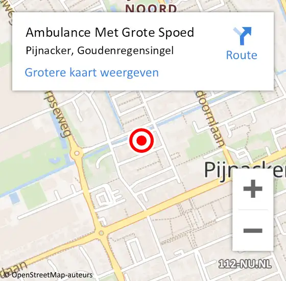 Locatie op kaart van de 112 melding: Ambulance Met Grote Spoed Naar Pijnacker, Goudenregensingel op 4 mei 2024 23:14