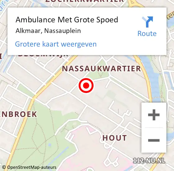 Locatie op kaart van de 112 melding: Ambulance Met Grote Spoed Naar Alkmaar, Nassauplein op 4 mei 2024 23:20