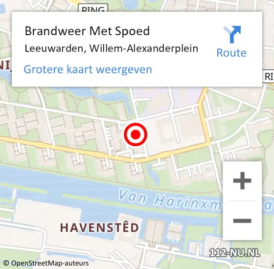 Locatie op kaart van de 112 melding: Brandweer Met Spoed Naar Leeuwarden, Willem-Alexanderplein op 4 mei 2024 23:21