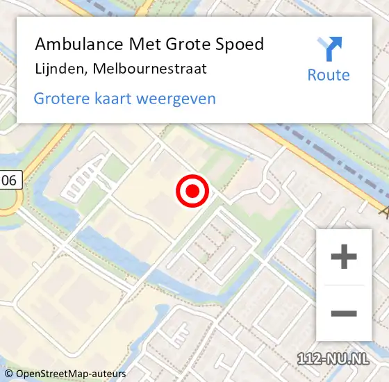 Locatie op kaart van de 112 melding: Ambulance Met Grote Spoed Naar Lijnden, Melbournestraat op 4 mei 2024 23:21