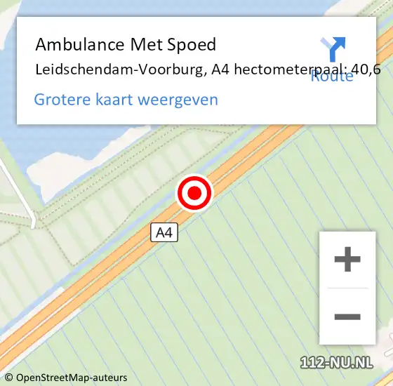 Locatie op kaart van de 112 melding: Ambulance Met Spoed Naar Leidschendam-Voorburg, A4 hectometerpaal: 40,6 op 4 mei 2024 23:23
