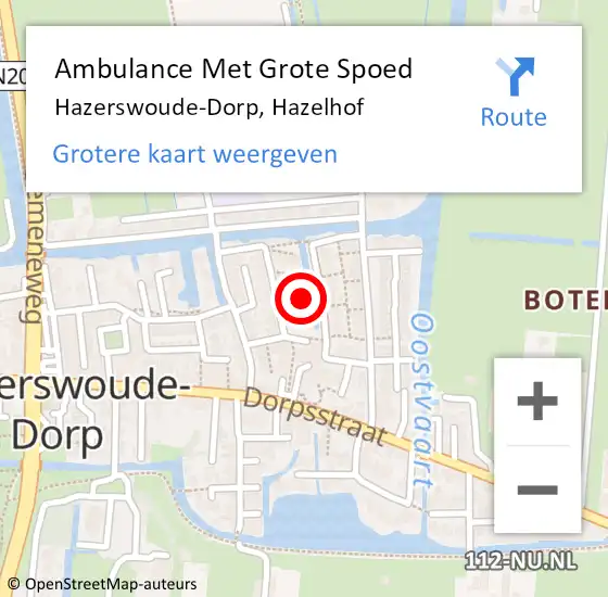Locatie op kaart van de 112 melding: Ambulance Met Grote Spoed Naar Hazerswoude-Dorp, Hazelhof op 4 mei 2024 23:27