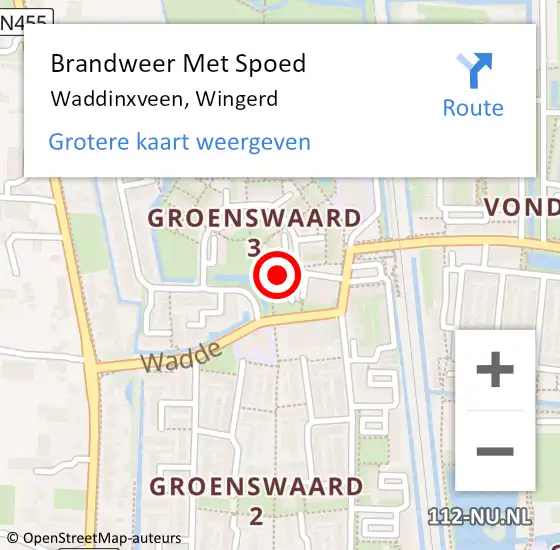 Locatie op kaart van de 112 melding: Brandweer Met Spoed Naar Waddinxveen, Wingerd op 4 oktober 2014 18:08