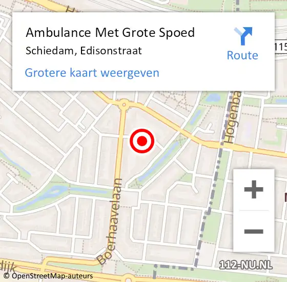 Locatie op kaart van de 112 melding: Ambulance Met Grote Spoed Naar Schiedam, Edisonstraat op 5 mei 2024 00:07