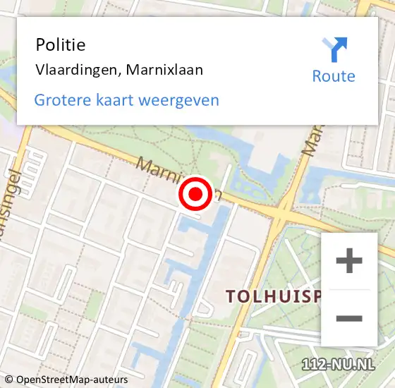 Locatie op kaart van de 112 melding: Politie Vlaardingen, Marnixlaan op 5 mei 2024 00:14