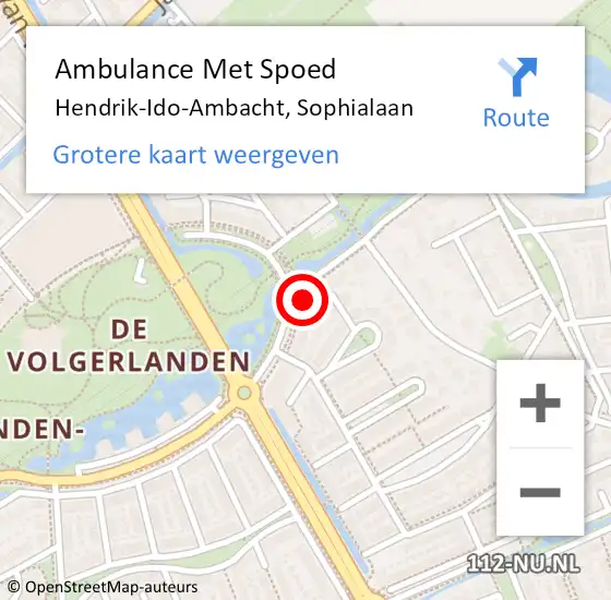 Locatie op kaart van de 112 melding: Ambulance Met Spoed Naar Hendrik-Ido-Ambacht, Sophialaan op 5 mei 2024 00:19