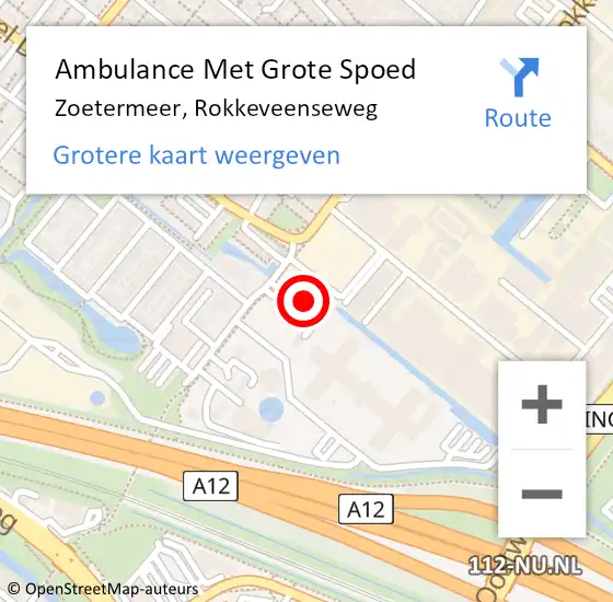 Locatie op kaart van de 112 melding: Ambulance Met Grote Spoed Naar Zoetermeer, Rokkeveenseweg op 5 mei 2024 00:23