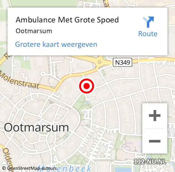 Locatie op kaart van de 112 melding: Ambulance Met Grote Spoed Naar Ootmarsum op 5 mei 2024 00:33