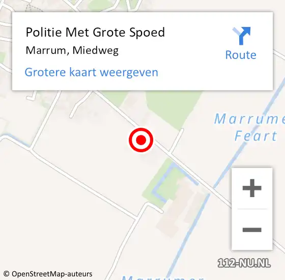 Locatie op kaart van de 112 melding: Politie Met Grote Spoed Naar Marrum, Miedweg op 5 mei 2024 01:02