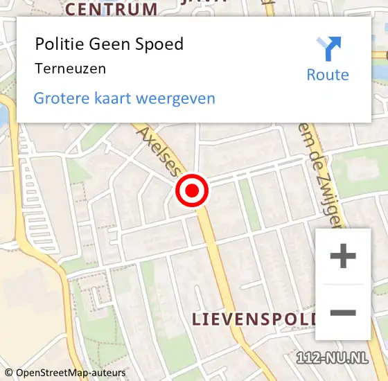 Locatie op kaart van de 112 melding: Politie Geen Spoed Naar Terneuzen op 5 mei 2024 01:05